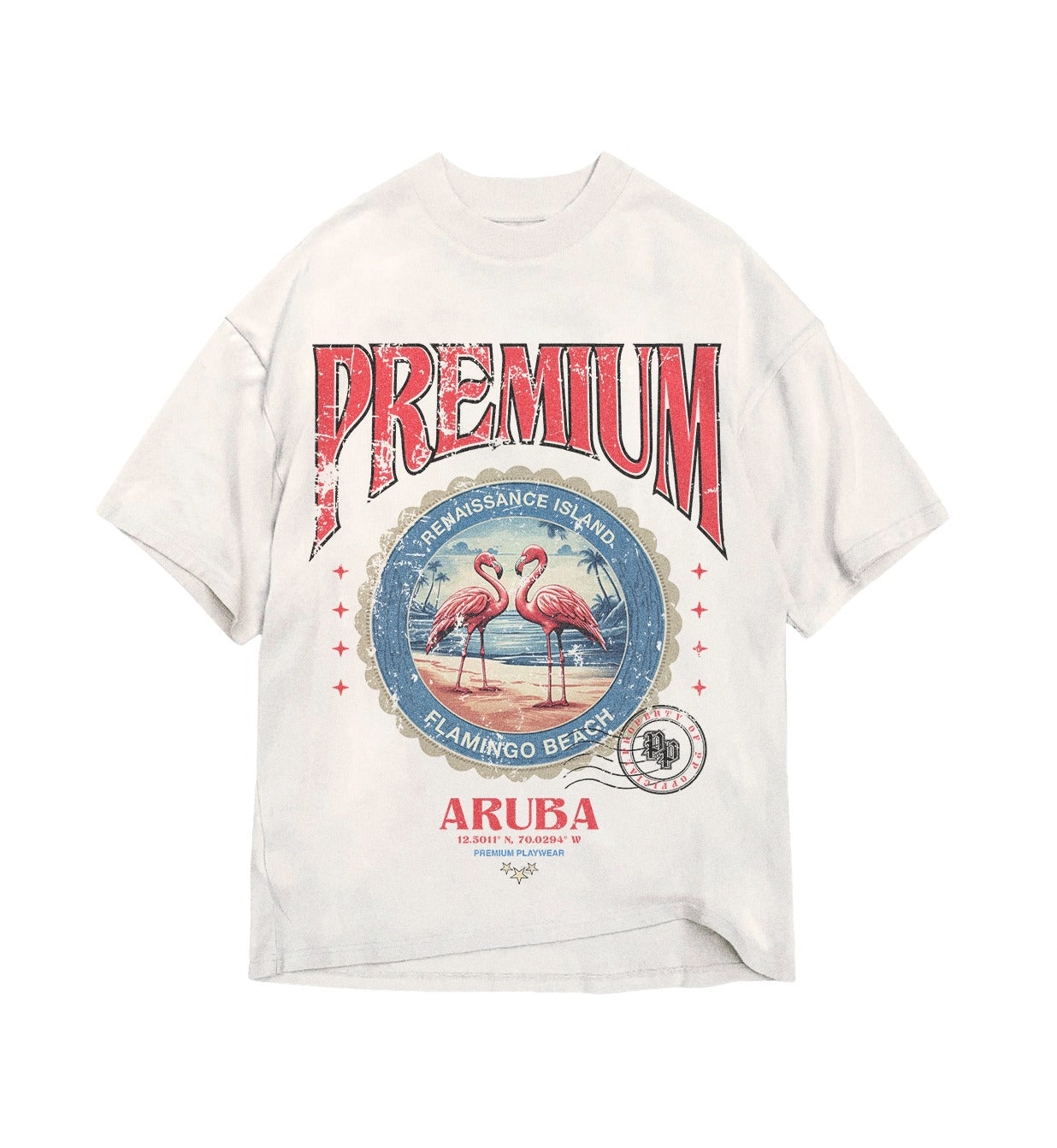 Premium Flamingo Beach Tee (White)
